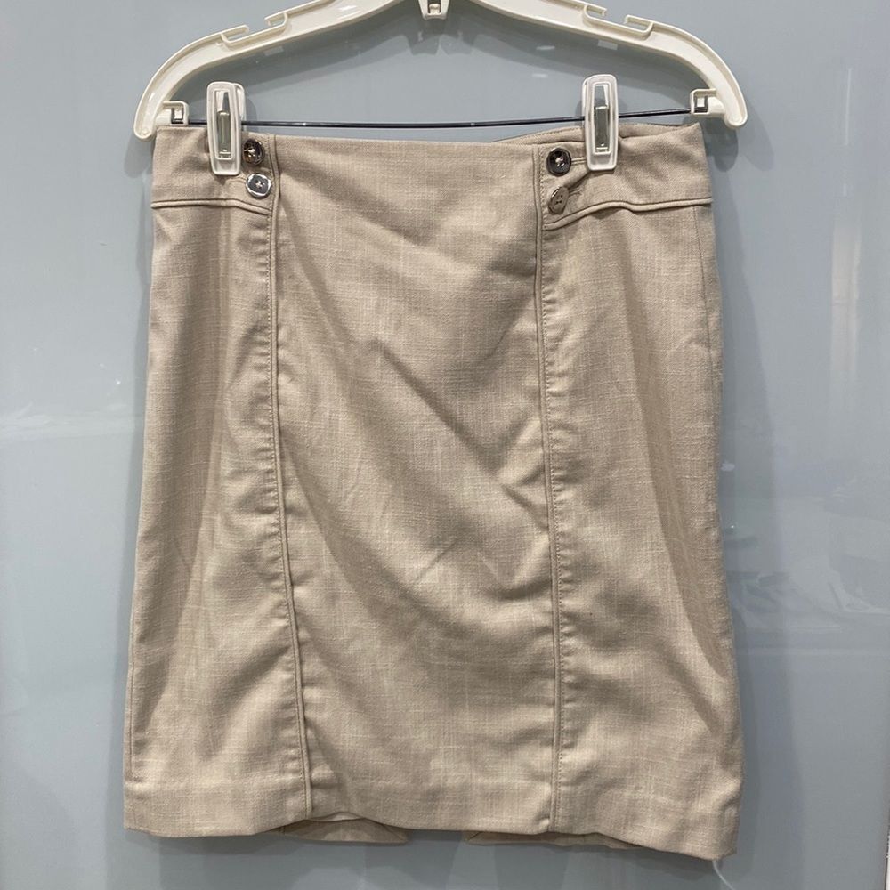 White House Black Market Women's Light Khaki Beige Petite Pencil Skirt 6P
